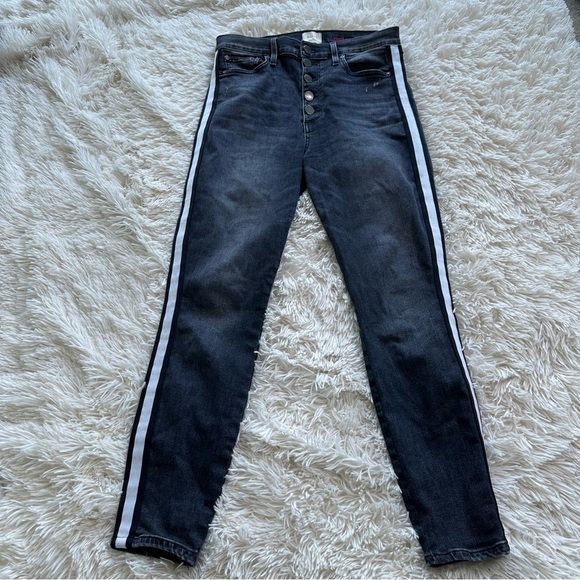 AO.LA Alice + Olivia High Rise Button Fly Side Stripe Jeans Size 30 - Picture 6 of 14